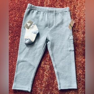 GAP Boy’s Pants & Socks 18 Mos NEW Blue Waffle Knit